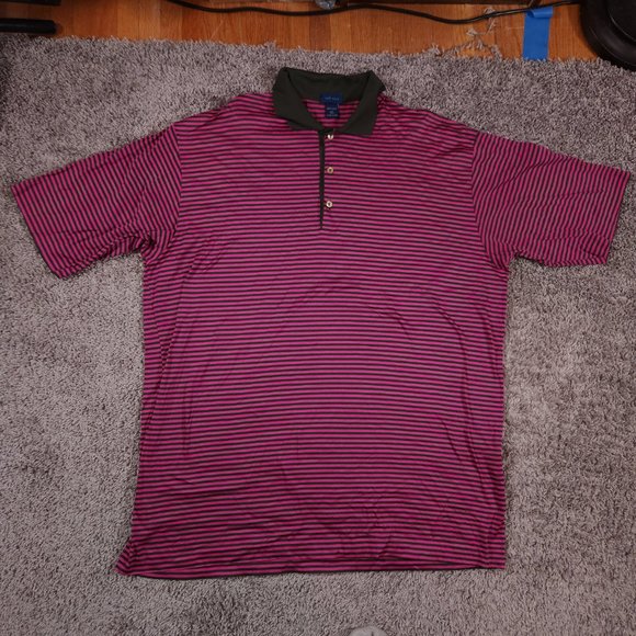 Jeff Rose Polo Shirt Mens XL Pink Stripes Short Sleeves Golfing Pullover Top - Picture 1 of 13